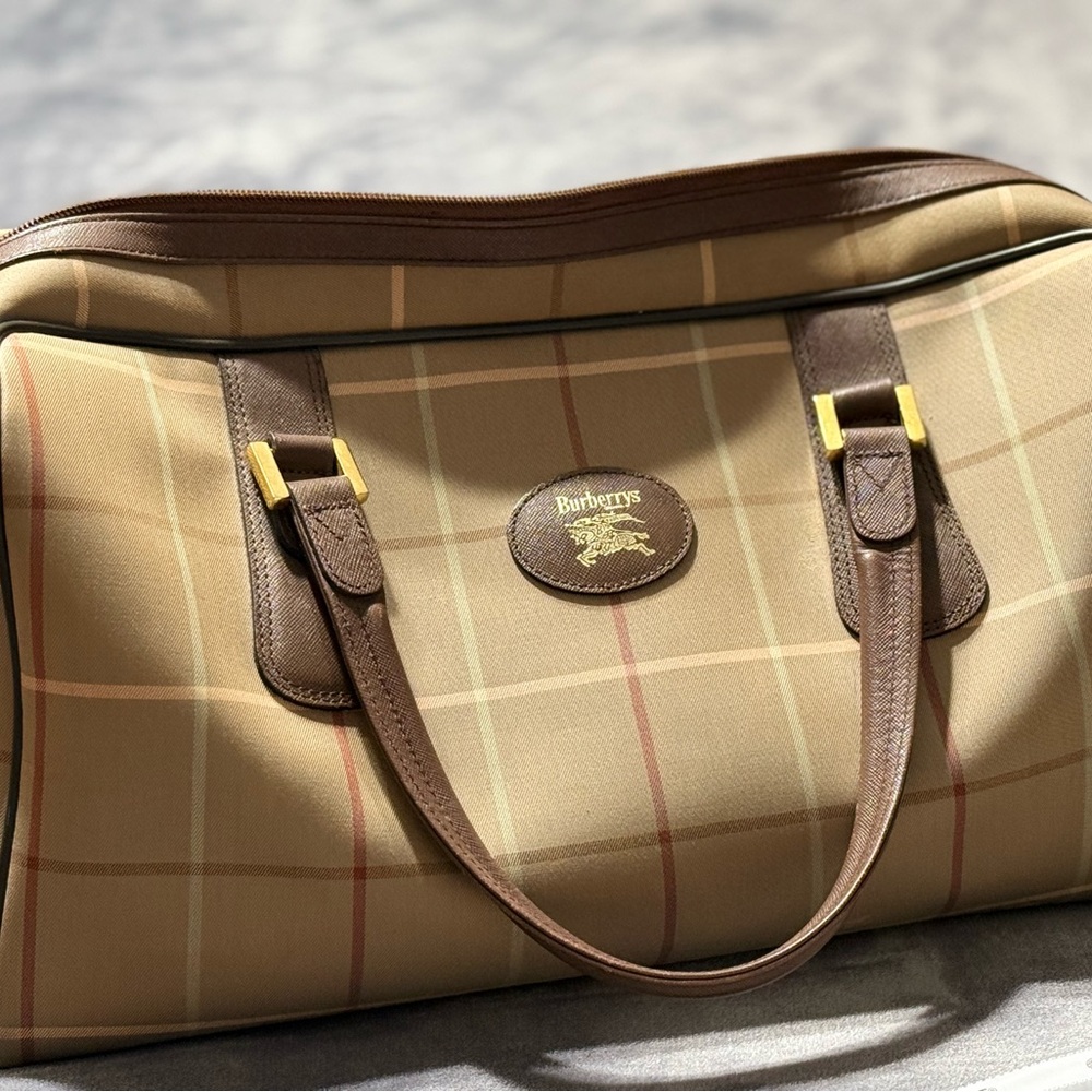Burberry Plaid Handbag - Brown and Tan